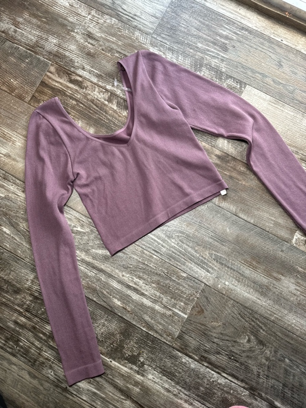 ARIE Women’s Long-Sleeve Scoop Crop Top - Mauve